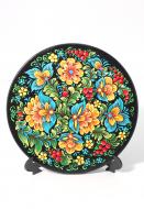 Тарелка сувенирная деревянная с Петриковской росписью Тр/НТ2/d201