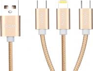 Кабель Nomi USB Type-C + microUSB + Apple Lightning – USB 1 м золотий (316215) DCMT 10mci