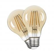 Лампа світлодіодна ULLATUS 640 Lm 2 шт./уп. A60 8 Вт E27 2800 К 220 В прозора