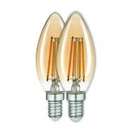 Лампа светодиодная ULLATUS 320 Lm 2 шт./уп. C35 4 Вт E14 2800 К 220 В прозрачная