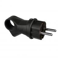 Вилка электрическая с ручкой ERKA 4003 с заземлением 220В 16А IP44 каучук черный