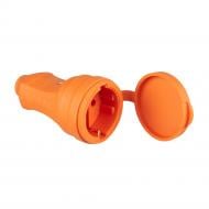 Розетка кабельная резиновая с крышкой ERKA 5001-2 с заземлением 220В 16А IP54 каучук оранжевый