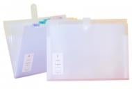 Папка-портфель 5735 микс 8 отднлений А4 полупрозрачная на кнопке Deli