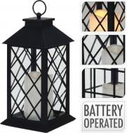 Фонарь со светодиодной подсветкой черный 14х14х29 см