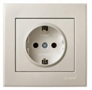 Розетка із заземленням Lezard Rain без шторок перлинно-білий 703-3088-122В