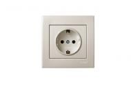 Розетка с заземлением Lezard Rain без шторок жемчужно-белый 703-3088-122В