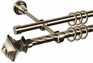 Комплект карнизу Cardinal Верді подвійний d25/25 штанга кручена/гладка 300 см античне золото Комплект карнизу Cardinal Верді подвійний d25/25 штанга кручена/гладка 300 см античне золото