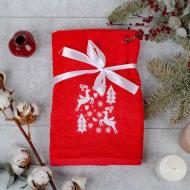 Рушник махровий Новий Рік 50x90 см червоний La Nuit