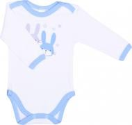 Боді дитяче для хлопчика Baby Veres Hello Bunny суцільний р.62 біло-блакитний