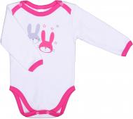 Боди детское для девочки Baby Veres Hello Bunny цельный р.68 бело-розовый