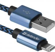 Кабель Defender Lightning – USB 1 м синій (87811)