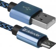 Кабель Defender microUSB 1 м синій (87805)