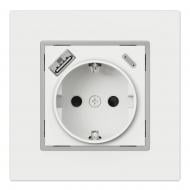 Механизм розетки бытовая + USB + Type C с заземлением HausMark Alta IP20 белый