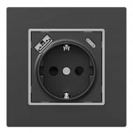 Механизм розетки бытовая + USB + Type C с заземлением HausMark Alta IP20 черный