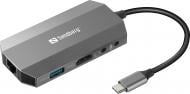 Док-станція Sandberg USB3.1 Type-C - HDMI/USB 3.0x2/RJ45/SD/TF/PD 100W 6in1 grey (136-33)