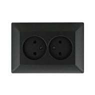 Розетка двойная бытовая без заземления Exen ODAK IP20 черный 210-141403-244