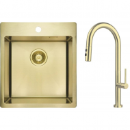 Мойка для кухни + смеситель Deante Olfato золото (ZPOER10A)