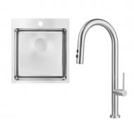 Мойка для кухни + смеситель Deante Olfato матовая сталь (ZPOE010A)
