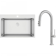 Мойка для кухни + смеситель Deante Olfato матовая сталь (ZPOE010C)