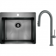 Мойка для кухни + смеситель Deante Olfato титан (ZPOED10B)