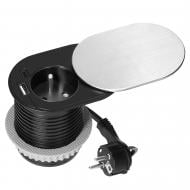 Розетка з кришкою побутова + USB + Type C із заземленням IP20 сірий OR-GM-9042(GS)/G