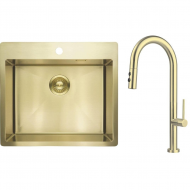 Мойка для кухни + смеситель Deante Olfato золото (ZPOER10B)