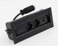 Блок розеток мебельная с заземлением Simon 480 Медиапорт Spinner IP40 черный 48610F20B000000-44