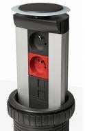 Блок розеток мебельная с заземлением Simon 10 Медиапорт Teleblock 2 розетки Schuko IP40 алюминий матированный ZN110001-038