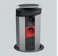Розетка мебельная с заземлением Simon 10 Медиапорт Teleblock 3 розетки Schuko IP40 сталь ZN110002-038