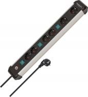 Удлинитель с выключателем Brennenstuhl Premium-Alu-Line с заземлением 6 гн. черный 3 м 1391030601