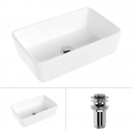 УЦЕНКА! Умывальник Helmken 67448000 2 в 1: прямоугольный 48 см с донным клапаном Сlick-clack хром (УЦ №2480)