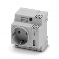Розетка бытовая + USB + Type C с заземлением EO-CF/UT-USB-A/C Phoenix Contact IP20 серый 1494812