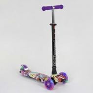 Самокат детский пластмассовый с алюминиевой трубкой руля + 4 колеса Purple/Black (74475)