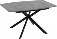 Стол раскладной 1400(1800)x850x750мм серый мрамор/черный