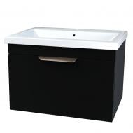 Тумба подвесная Сансервіс Каталония-60 с умывальником Сомо 60 черный мат