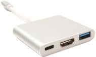 Переходник PowerPlant USB Type-C – HDMI + USB 3.0 + USB Type-C 0,15 м серебристый (KD00AS1306) для MacBook 12