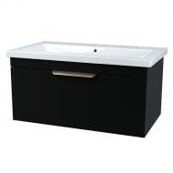 Тумба подвесная Сансервіс "Каталония-100" с умывальником"Сомо 100" черный мат Тумба подвесная Сансервіс "Каталония-100" с умывальником"Сомо 100" черный мат