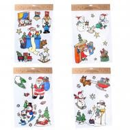 Наклейка на скло новорічна 31*47 см мікс 4 декорів *1955