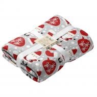 Плед флисовый Cute Santa 200x220 см серый с красным La Nuit