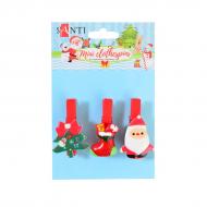 Набір прищіпок декоративних San з пластиковим декором Happy New Year, 4,5 см 742503 3 шт. Santi