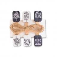 Набор прищепок деревянных декоративных Black and white, 3.5 см 742498 6 шт. Santi