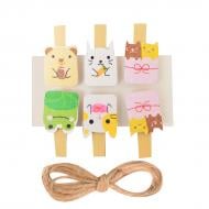 Набор прищепок деревянных декоративных Cute animals, 3.5 см 742499 6 шт. Santi