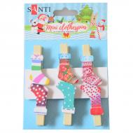 Набор прищепок деревянных декоративных Winter holidays, 4 см 742501 6 шт. Santi