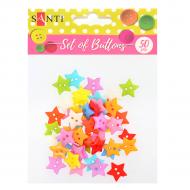 Набір гудзиків Зірки, пластик, 15мм, 10 кольорів 742192 50 шт. Santi