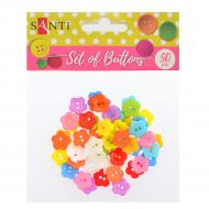 Набір гудзиків Квіти, пластик, 15мм, 10 кольорів 742188 50 шт. Santi