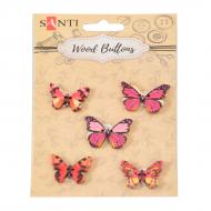 Набор пуговиц для творчества Розовые бабочки, древесина, 5 шт./уп. 742483 5 шт. Santi