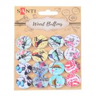 Набір ґудзиків для творчості Романтика, древесина, 20 мм, 8 видів 742480 16 шт. Santi