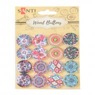 Набор пуговиц для творчества Узоры, древесина, 20 мм, 8 видов, 16 шт./уп. 742481 16 шт. Santi