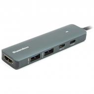 USB-хаб PowerPlant USB-хаб Blueendless USB Type-C - 2 x USB 3.0 Type-C PD HDMI сірий (CA913435)