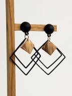 Сережки MISO accessory чорні квадрати